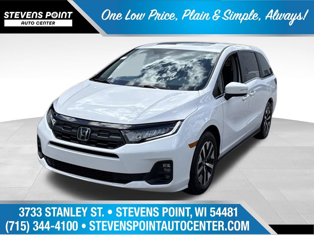 2025 Honda Odyssey EX-L in Platinum White Pearl — front three-quarter view
